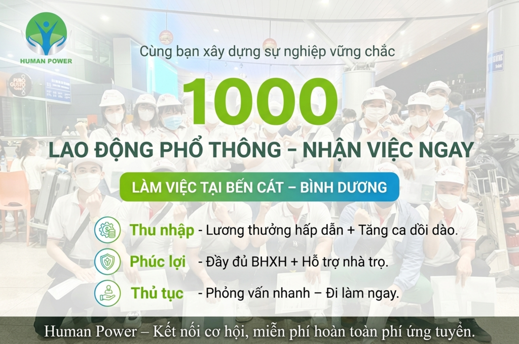 Tuyển dụng 1000 lao động phổ thông