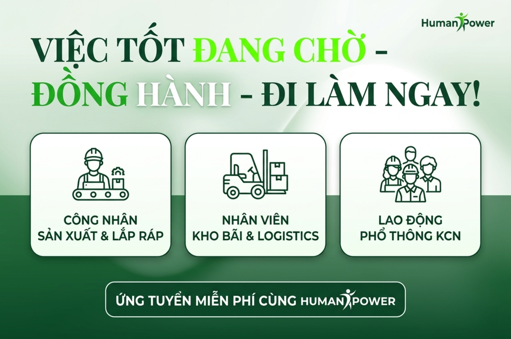Việc làm gần khu công nghiệp có hỗ trợ nhà trọ