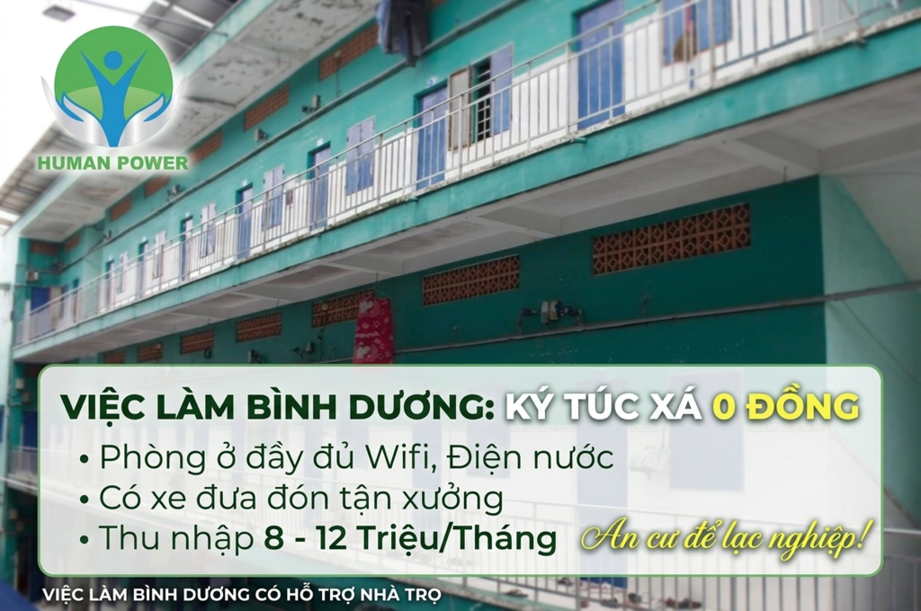 Việc làm Bình Dương có hỗ trợ nhà trọ