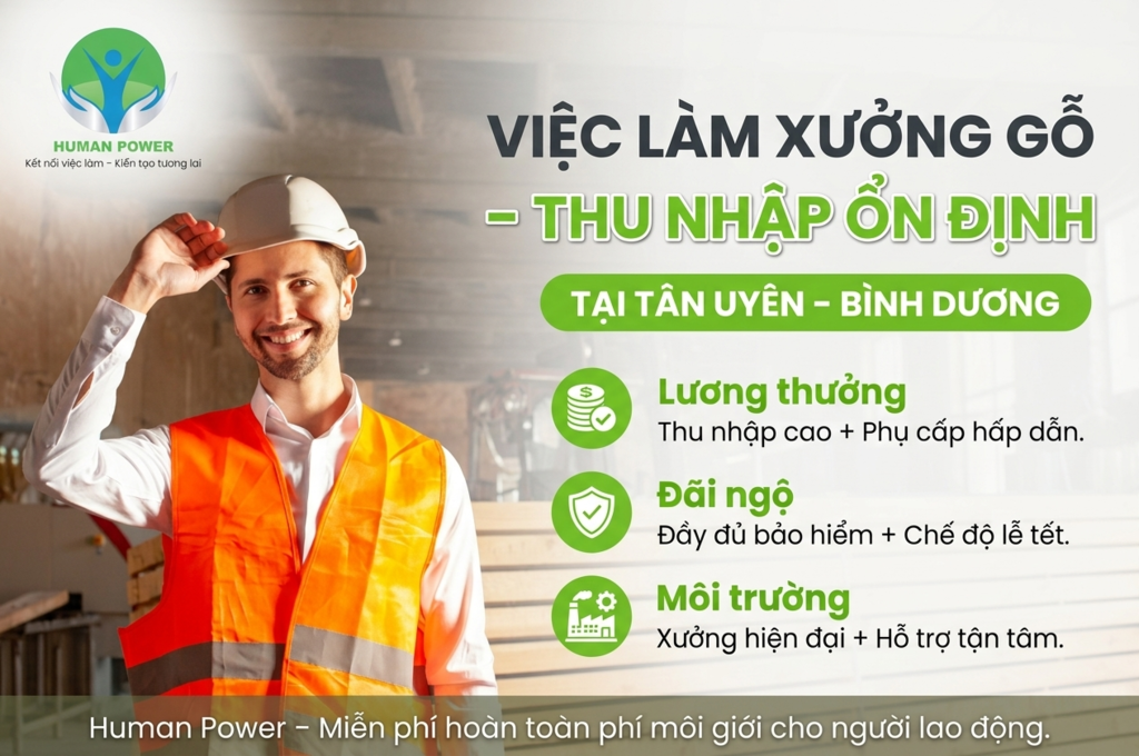 Tuyển công nhân làm xưởng gỗ ở Tân Uyên Bình Dương